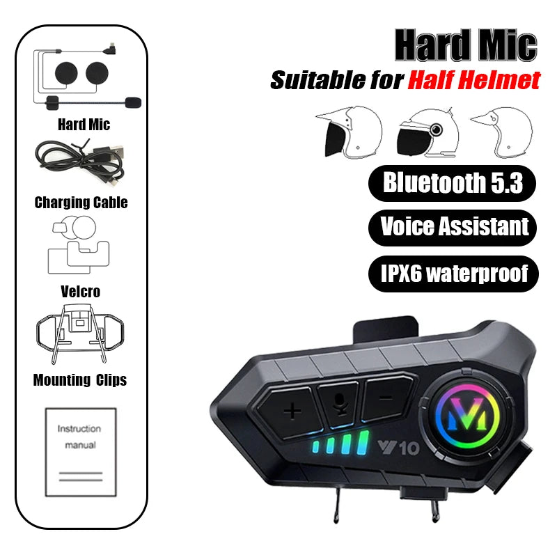 Wireless Headphone Bluetooth5.3 Earphone IPX6 Waterproof MP3 Player HD Sound Motorcycle Helmet Headset with Mic Moto Accessories Car Life Further Store