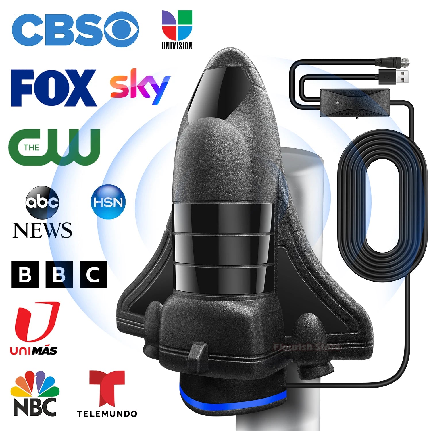 TV Antenna Indoor for Local Channels,1200 Miles Long Range TV Antenna for Smart TV and All Older TV's Supports 4K 8K HD VHF UHF FUYUMY Store