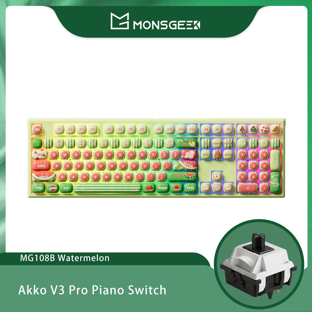Akko MonsGeek MG108B Bun Wonderland Wireless Mechanical Keyboard MOG Profile RGB 108 Keys Full Size Hot Swap USB / 2.4G / BT 5.0 AKKO Official Store