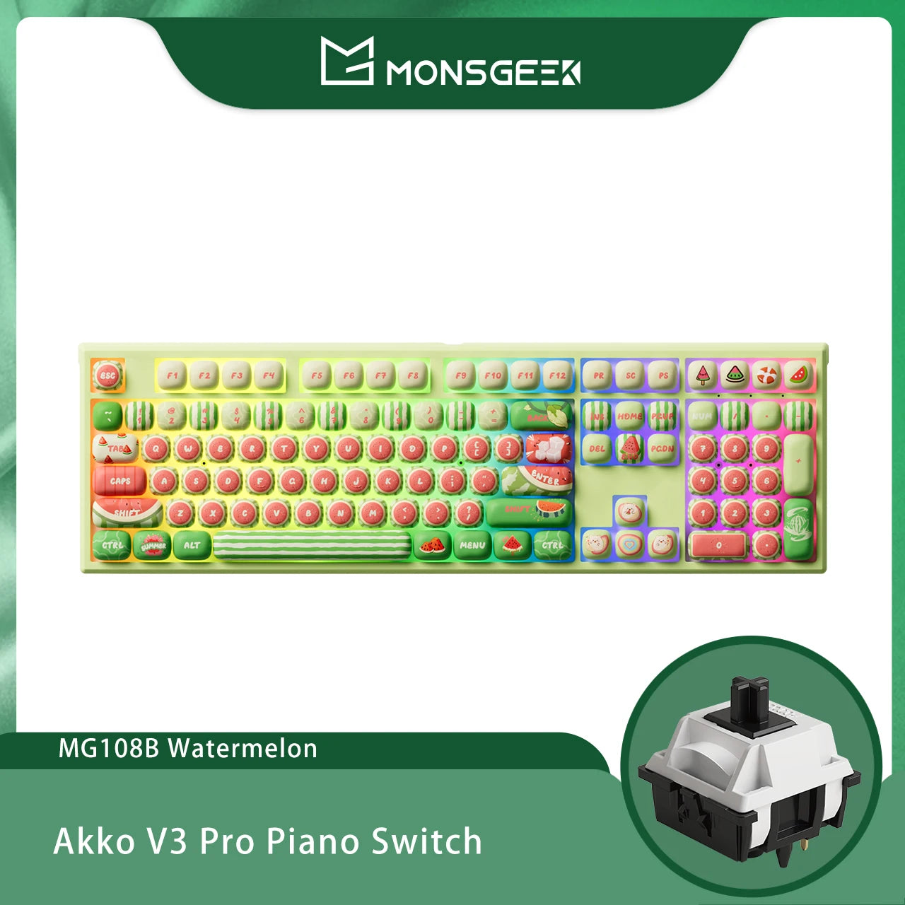 Akko MonsGeek MG108B Bun Wonderland Wireless Mechanical Keyboard MOG Profile RGB 108 Keys Full Size Hot Swap USB / 2.4G / BT 5.0 AKKO Official Store