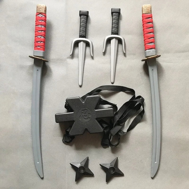 1: 1 Ninja Set Halloween Children's Japanese Samurai Cosplay Toys Knife Set Dart Toy Model Gifts Collection Bizarre Toys Tiny Toes Treasures Store