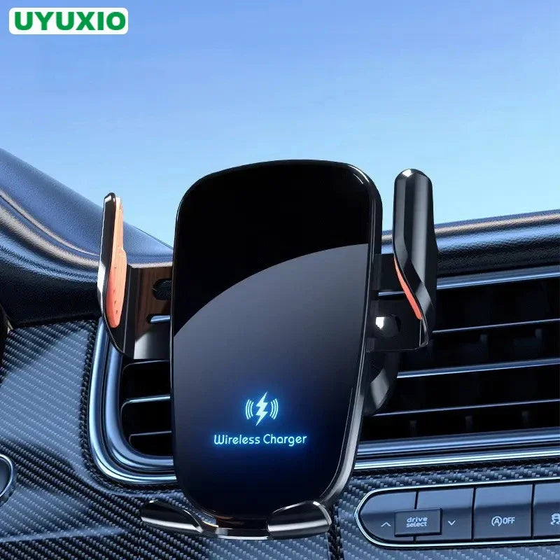 UYUXIO Wireless Car Charger Fast Charge Manual Clamping Air Vent Car Phone Holder for Samsung Android Phones iPhone 16 15 14 13 UYUXIO PSU Store Store