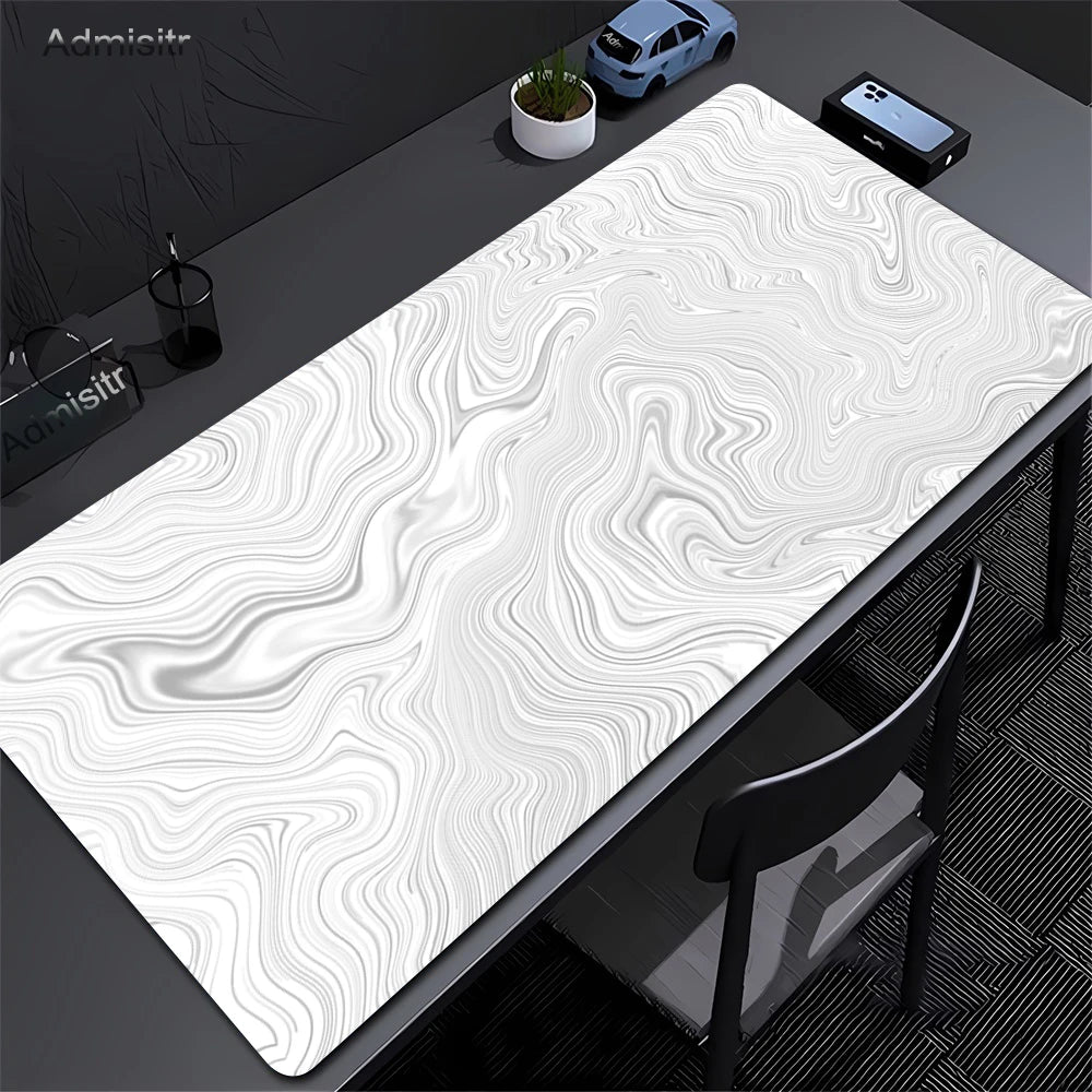XXL Desk Mat Black And White Strata Liquid Mousepad Large Abstract Mouse Pad Gaming Deskmat With Lockedge Office Non-slip Carpet Admisitr Gaming Mouse Pad Store