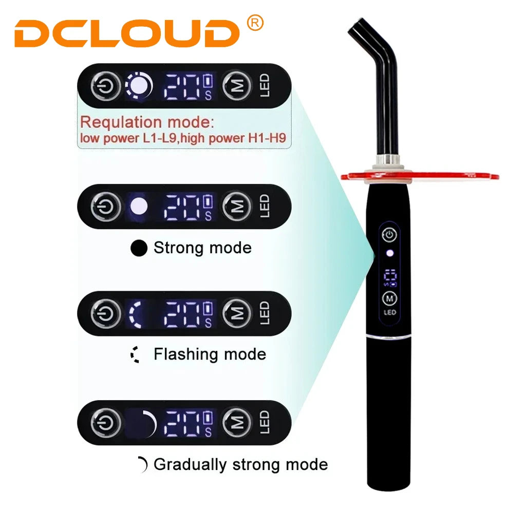 Dental Curing Light Lamp LED 1S Cure 3 Modes Curable Resin One second Cure Dentistry Equipment Photopolymerizer Lamp 2500mW/cm²