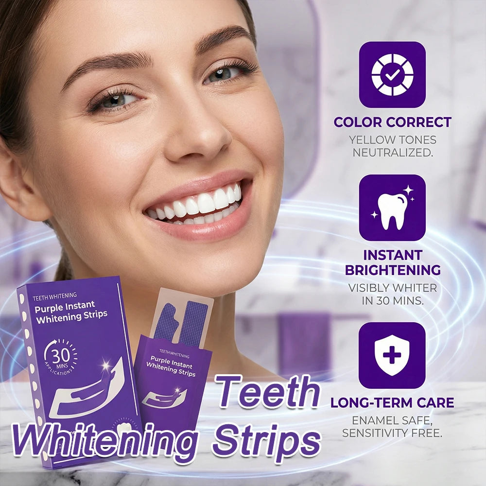Purple Teeth Whitening Strip No Sensitive Teeth Bleaching Strip Colour Corrector Instant Teeth Clean Strip,At-Home Teeth Whiter MERALL Beauty Store