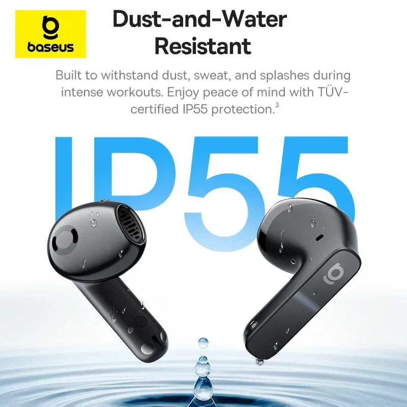 Baseus Bass BS1 NC -40dB Realtime Adaptive ANC Wireless Earbuds Bluetooth 6.0 Semi-Open Earphones LDAC Hi-Res Audio 6-Mic AI ENC BASEUS Co.,Ltd. Store