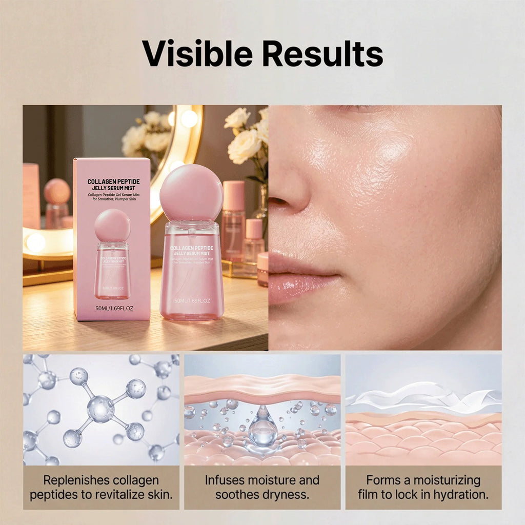 Collagen Peptides Jelly Serum Mist Brighten Skin Tone Smooth Dry Lines Hydrating Face Reduce Roughness Tighten Pores Face Spray