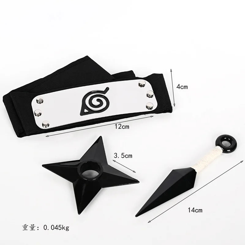 Ninja Set Combination Assembly Flag Maple Roleplaying Kakashi Gloves Kunai Forehead Protector Bandana Performance Costume cos school party Store