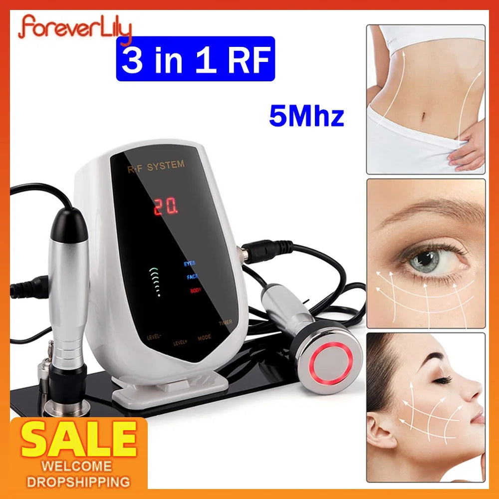 5MHz RF Tripolar Beauty Face&Eye&Body Radio Frequency Device Skin Rejuvenation Tightening Lifting Eye Bags Wrinkles Removal foreverlily Store