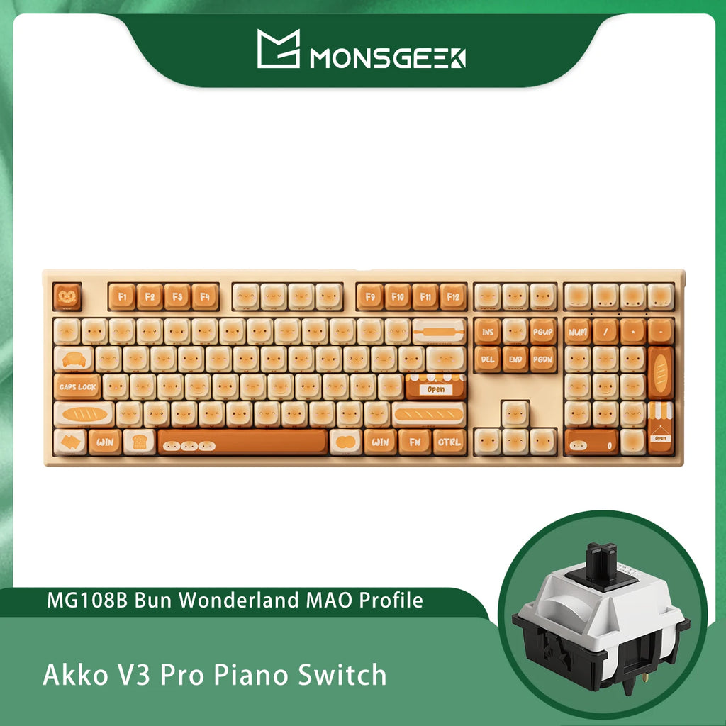 Akko MonsGeek MG108B Bun Wonderland Wireless Mechanical Keyboard MOG Profile RGB 108 Keys Full Size Hot Swap USB / 2.4G / BT 5.0 AKKO Official Store