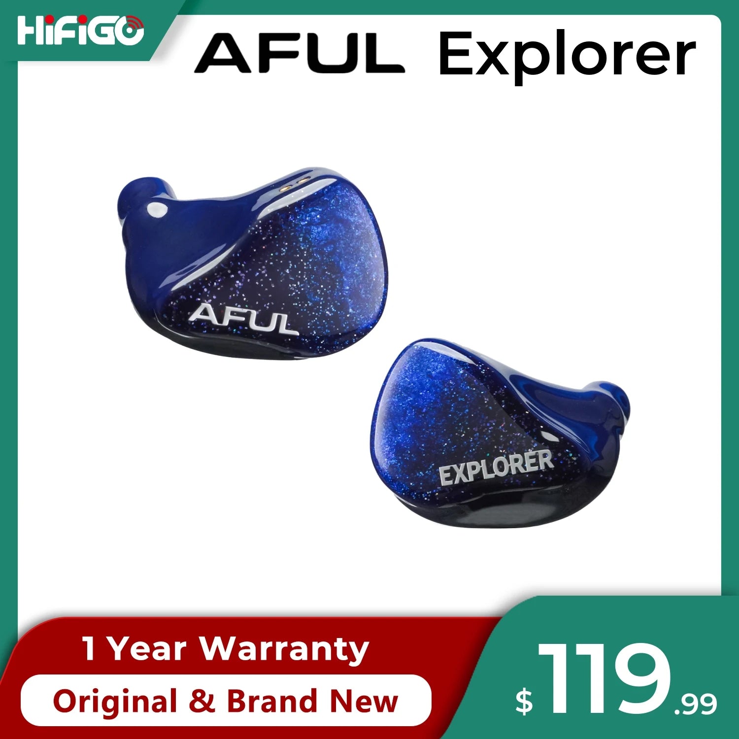 HiFiGo AFUL Explorer Wired Hybrid Earphones 1DD+2BA Hybrid In-Ear Monitors 3D Printed Acoustic Tube RLC Division HiFi Earbuds HiFiGo Store