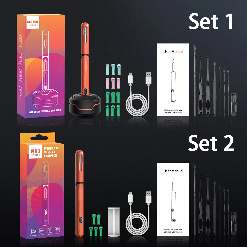 Ear Cleaner with camera Set Ear Sticks Otoscope USB C Charging Endoscope Wax Removal Tool Earpick MIni Camera Ear Cleaning Set Healthy Care Manufacturer Store