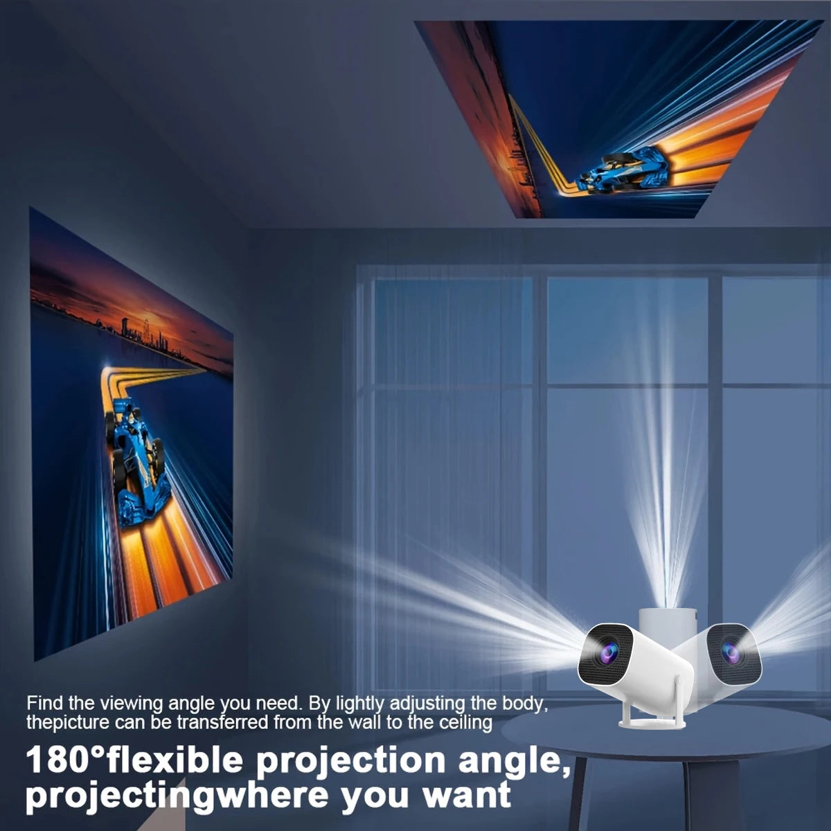 New Portable Projector With WiFi 6 And Wireless 5.0, Native 720P Support 4K Smart Projector, Adjustable Screen, 180° Rotation, B Uwecan Store