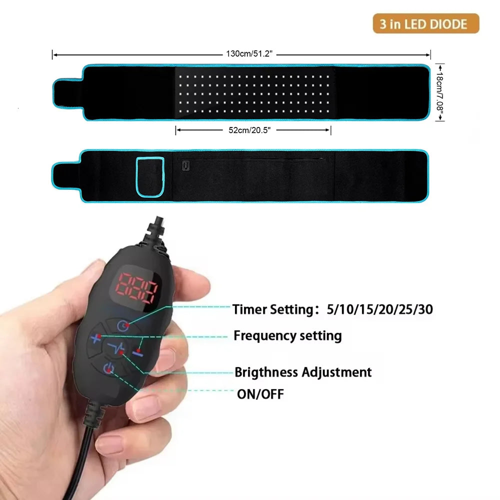Red ＆Infrared LED Light Therapy Belt 850nm 660nm Back Pain Relief Wrap Burn Fat Wrap Slimming Machine Waist Heat Pad Full Body ZongKung Healthy Life Store