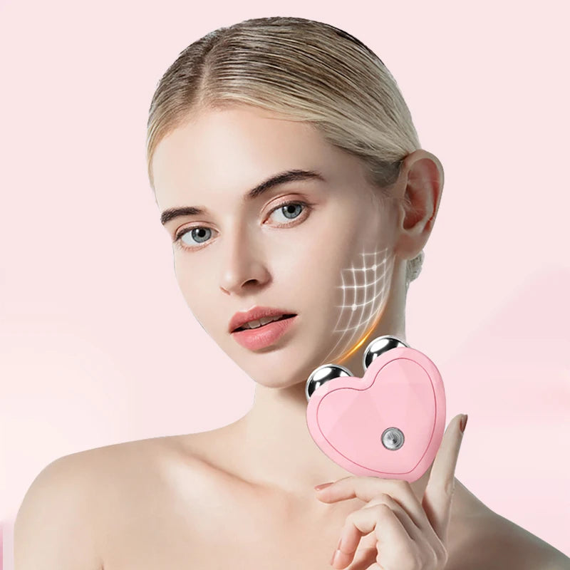 3D Microcurrent Electric Face Massager Lift Roller Mini Facial Lifting Device Sonic Vibration Skin Tighten Massage Beauty Care KEMOKO Beauty Store