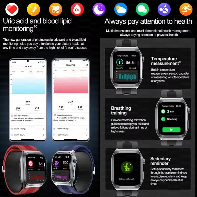 2025 New Medical Grade Air Pump Airbag ECG+PPG Smart Watches Men Women Blood Pressure Glucose Heart rate Bluetooth Call Bracelet GUHUAVMI High-End Smart Wear Store