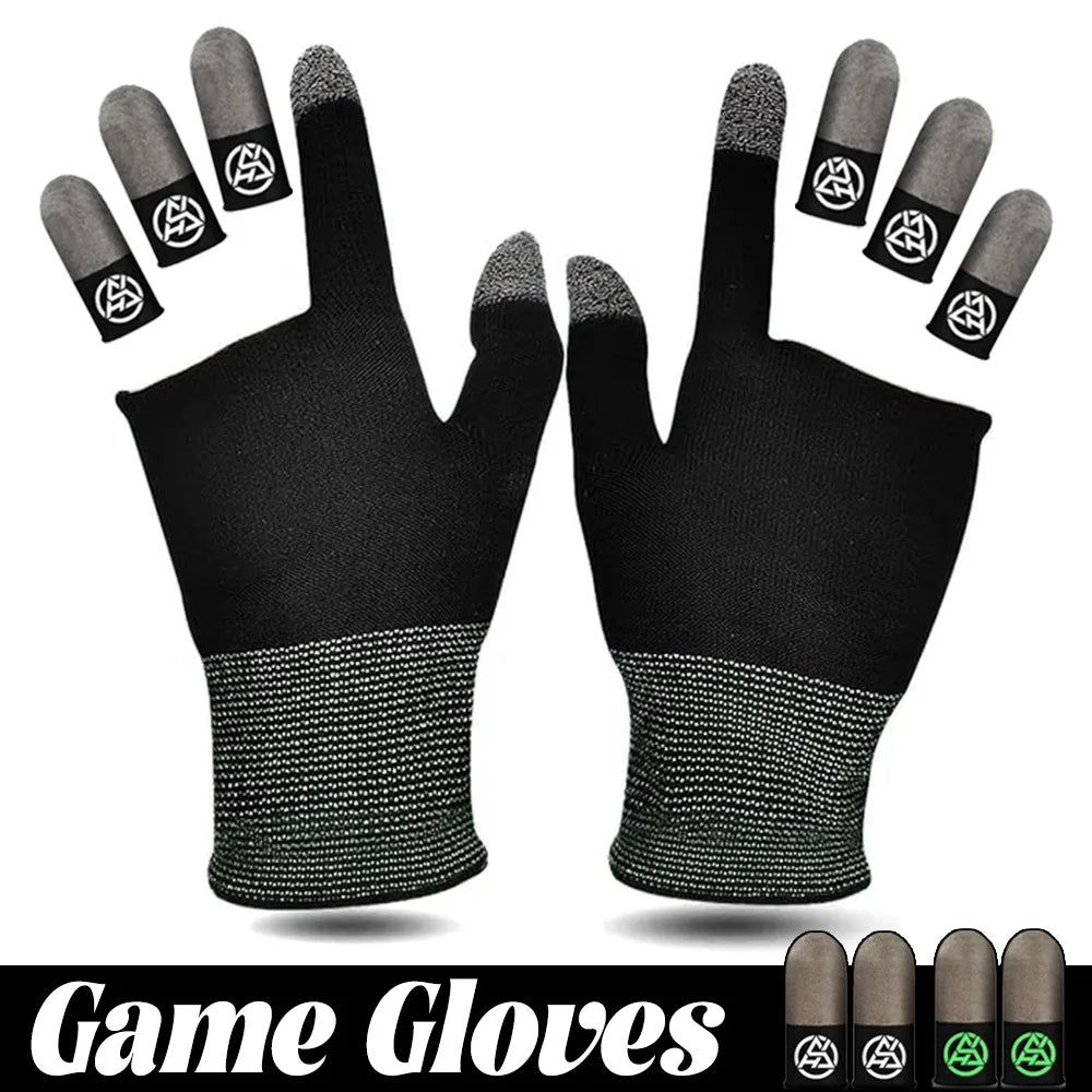 Sweat-Proof Game Gloves Luminous Finger Sleeve Breathable Finger Cots Cover Sensitive Mobile Touch Glove for PUBG Phone Games Exploring 3C Store