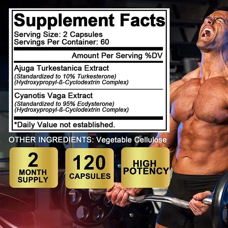 TURKESTERONE & ECDYSTERONE Extracts - Improves Male Performance, Endurance, Motivation, Focus & Muscle Mass Nutritional Supplements Store