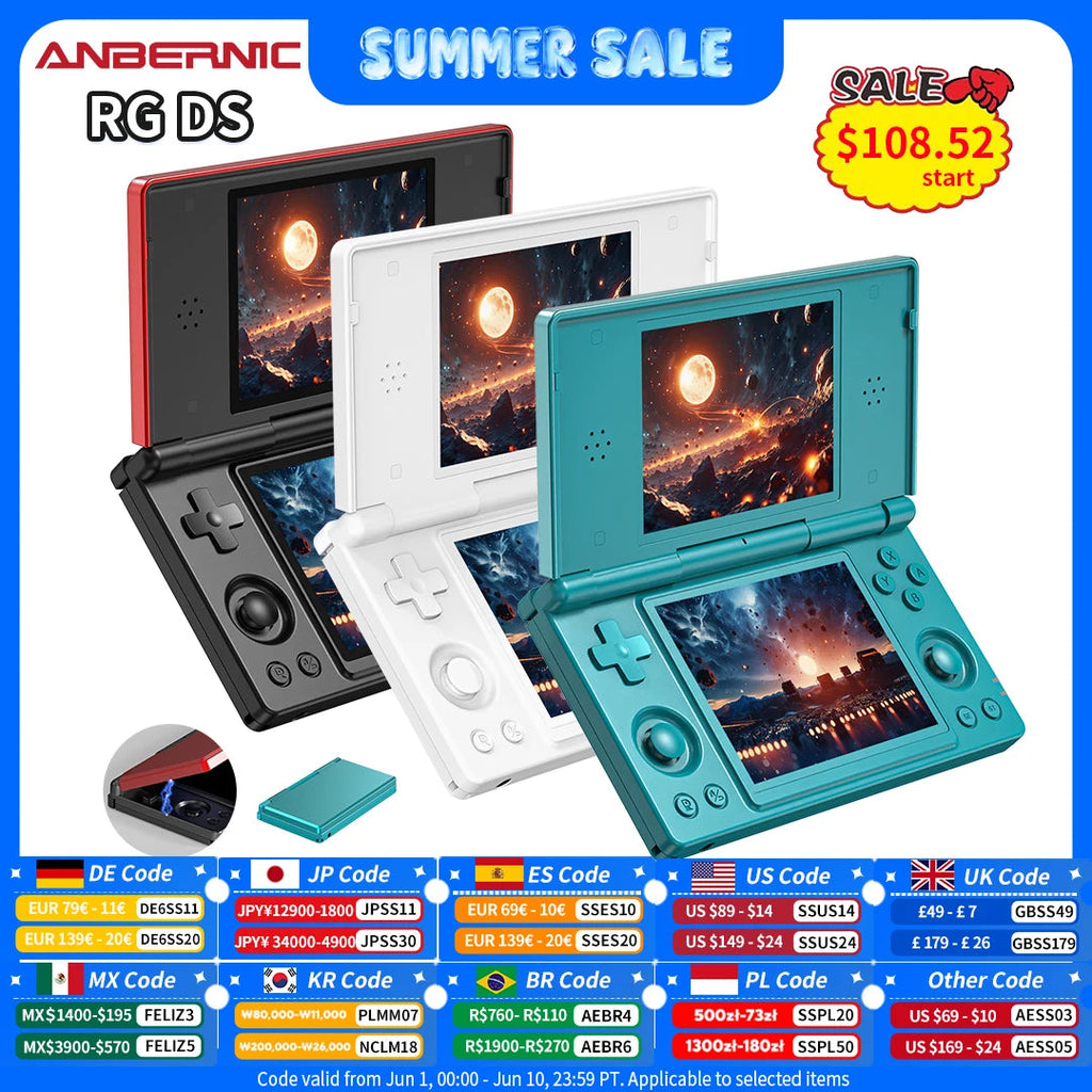 Anbernic RG DS Handheld Game Console 4" IPS Dual Screen Android 4000mAh Flip Video Games Player Supports RixelHK Wifi Streaming Anbernic Direct Store