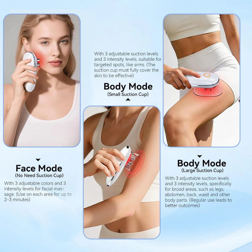 Body Sculpting Machine with Red Light Therapy for Face and Body Cupping Therapy Electric Cellulite Massage Tool with 2 Cups Smart Homes Store