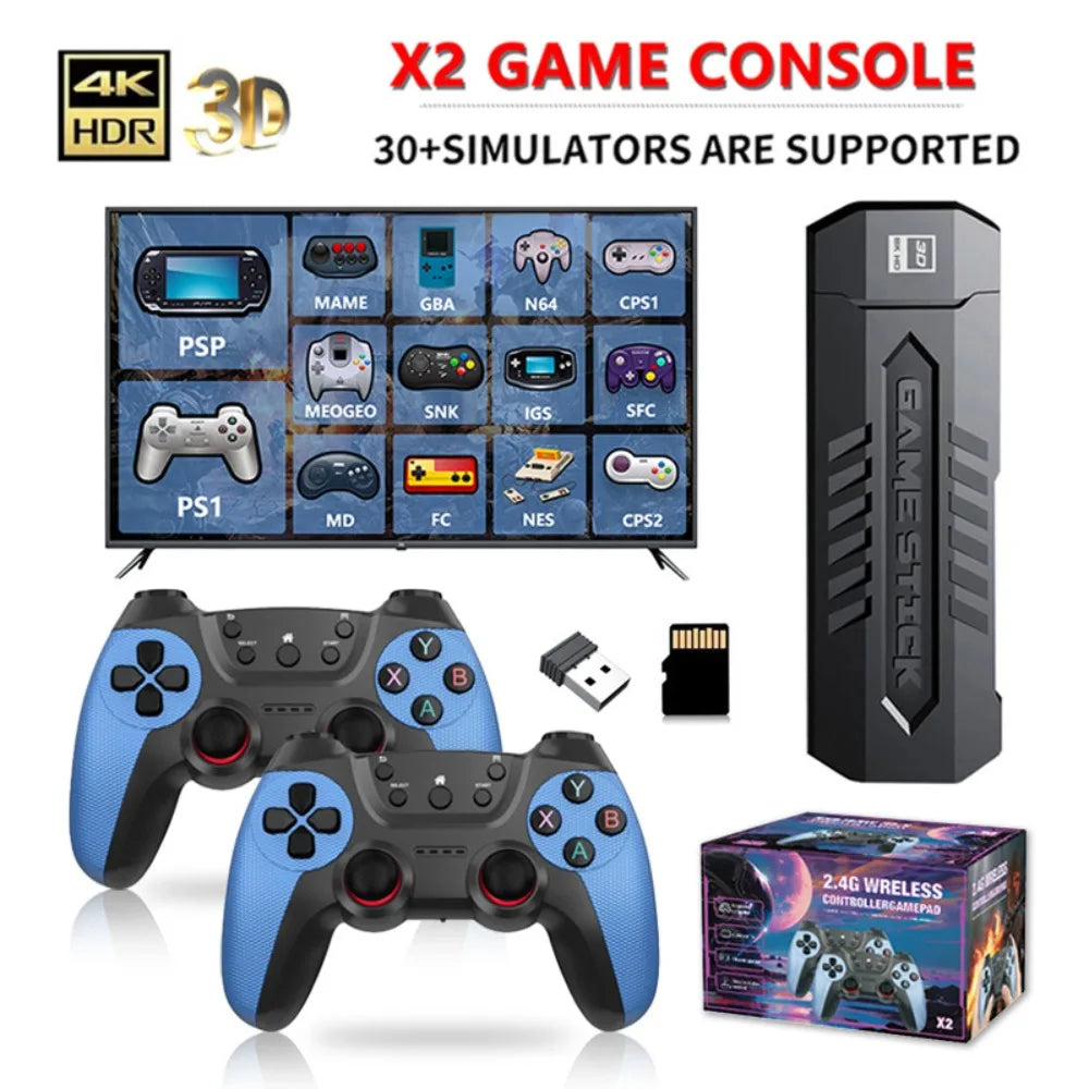 X2 Retro Game Stick 4K Video Game Console 40000+ Games,30+ Emulators,HD Output 2 Wireless Controllers,Plug and Play,TV/Computer SHENZHENG JUSHENG TECH CO.,LTD