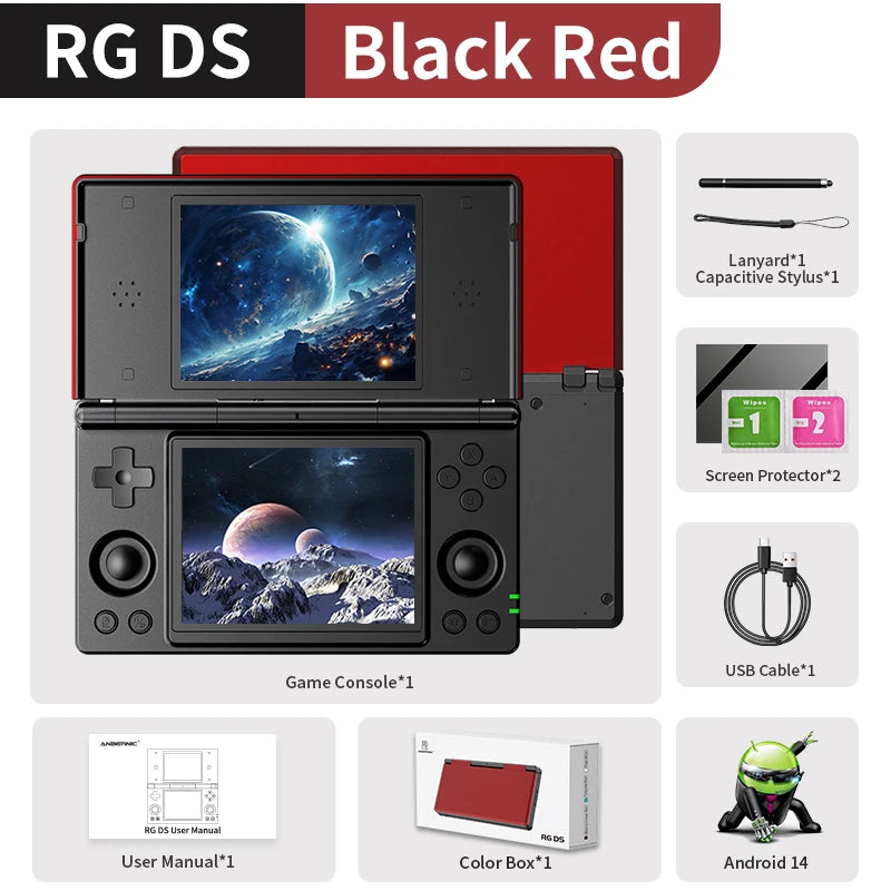 Anbernic RG DS Handheld Game Console 4" IPS Dual Screen Android 4000mAh Flip Video Games Player Supports RixelHK Wifi Streaming Anbernic Direct Store