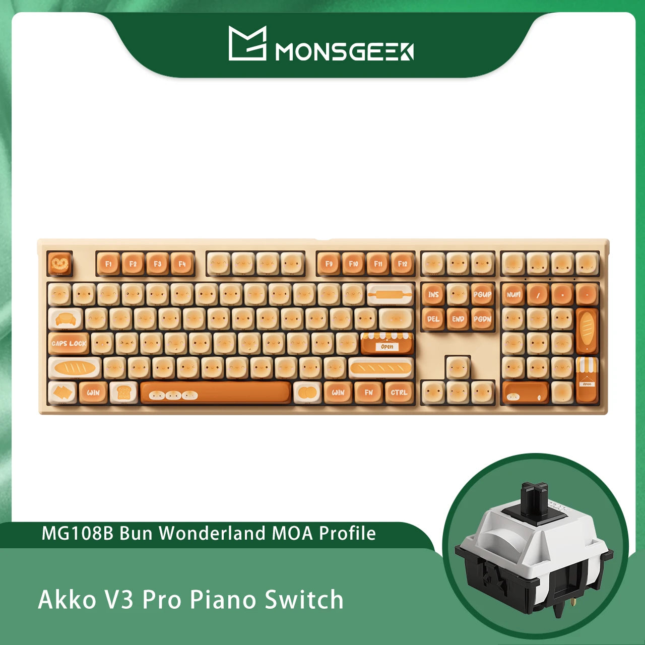 Akko MonsGeek MG108B Bun Wonderland Wireless Mechanical Keyboard MOG Profile RGB 108 Keys Full Size Hot Swap USB / 2.4G / BT 5.0 AKKO Official Store