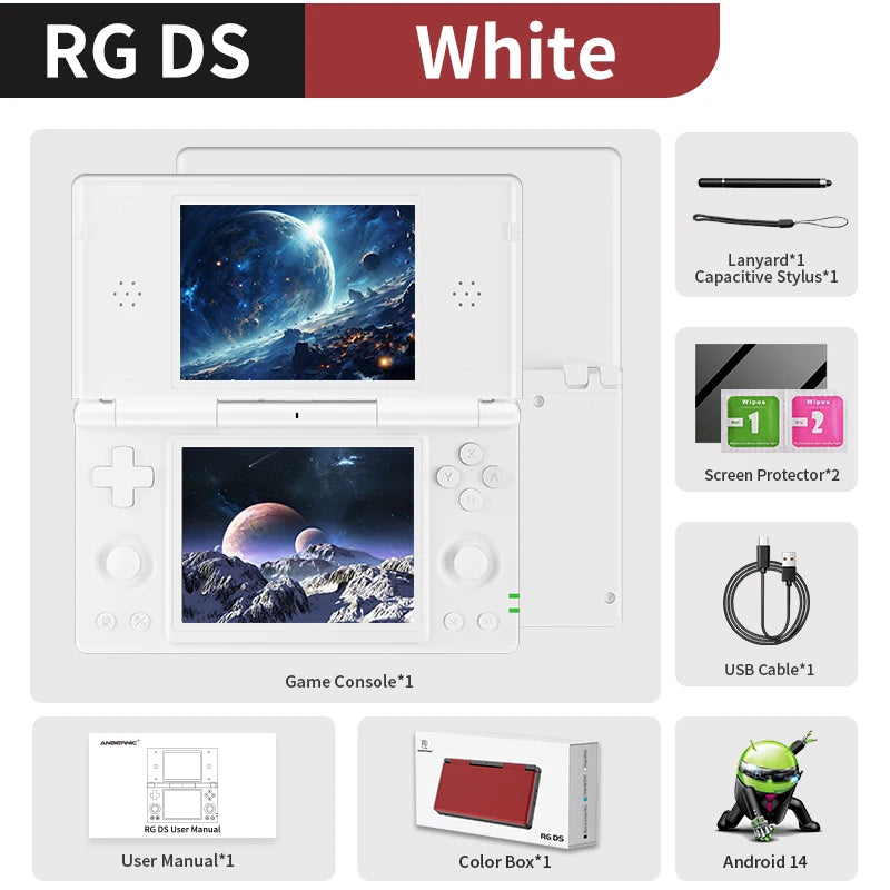Anbernic RG DS Handheld Game Console 4" IPS Dual Screen Android 4000mAh Flip Video Games Player Supports RixelHK Wifi Streaming Anbernic Direct Store