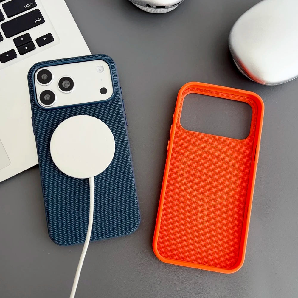 Magnetic TechWoven Phone Case For iPhone 17 16 15 14 13 Pro Max Air Tech Woven For Magsafe Wireless Charging Shockproof Cover Denior 3C Store