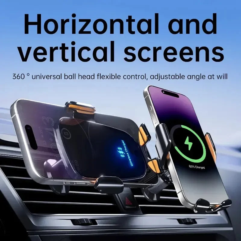 UYUXIO Wireless Car Charger Fast Charge Manual Clamping Air Vent Car Phone Holder for Samsung Android Phones iPhone 16 15 14 13 UYUXIO PSU Store Store