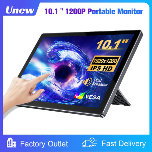 10.1 inch Touch Portable Monitor 1920x1200 Screen IPS LCD 5-point Touchscreen Dual Speaker Type-C HDMI USB-C for Car Computer SpecialMonitor Store