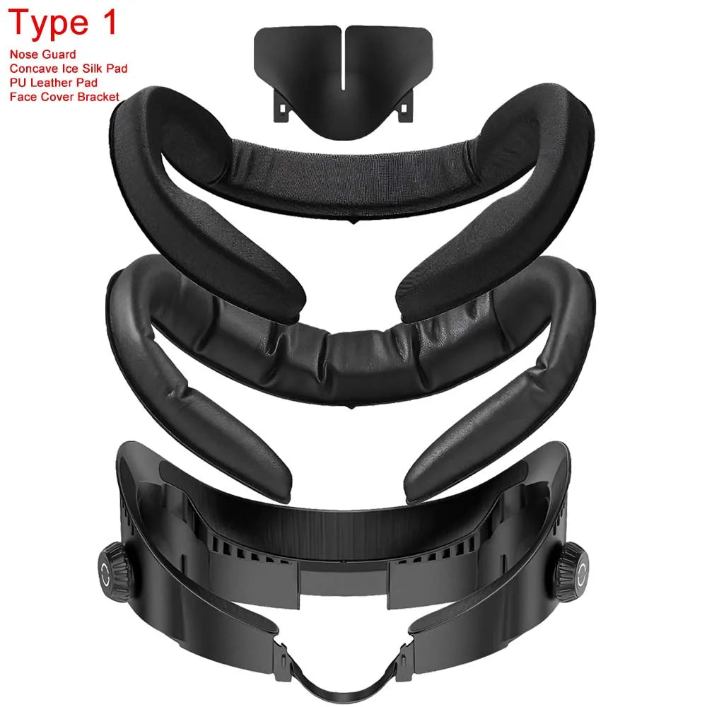 AMVR FC4A PU Leather Face Mask Cover for Meta Oculus Quest 3 Facial Interface Multi-Vent Ice Silk Face Pad for Halo Head Strap AMVR Official Store