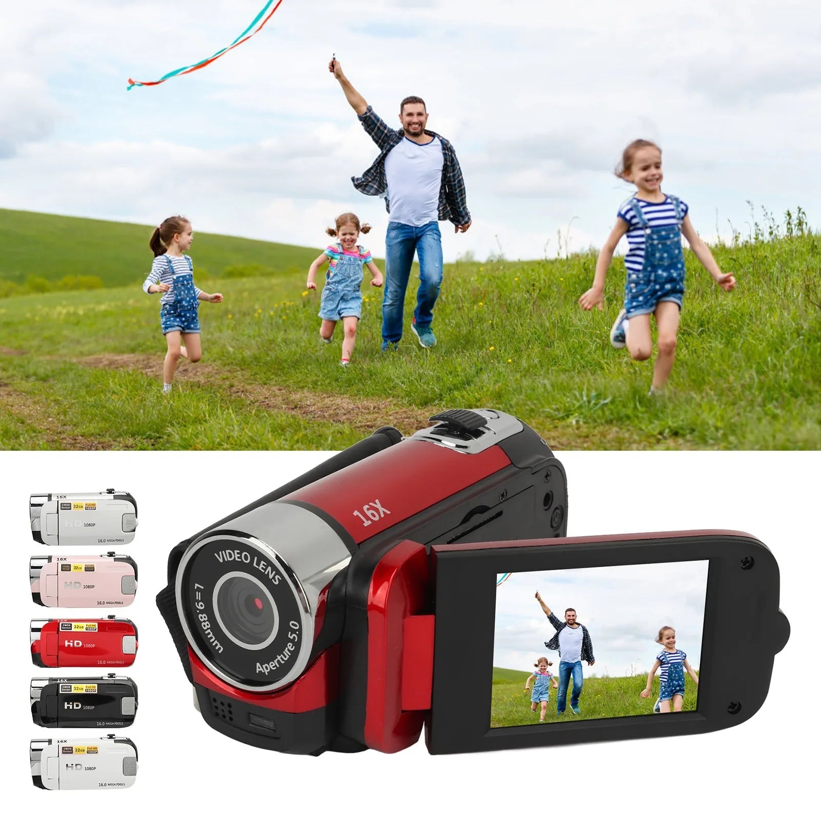 D90 1080P 16MP Digital Camera 2.4 Inch Rotatable Screen Camcorder 16X Zoom HD Video Recorder with Fill Light new Shop1103677655 Store