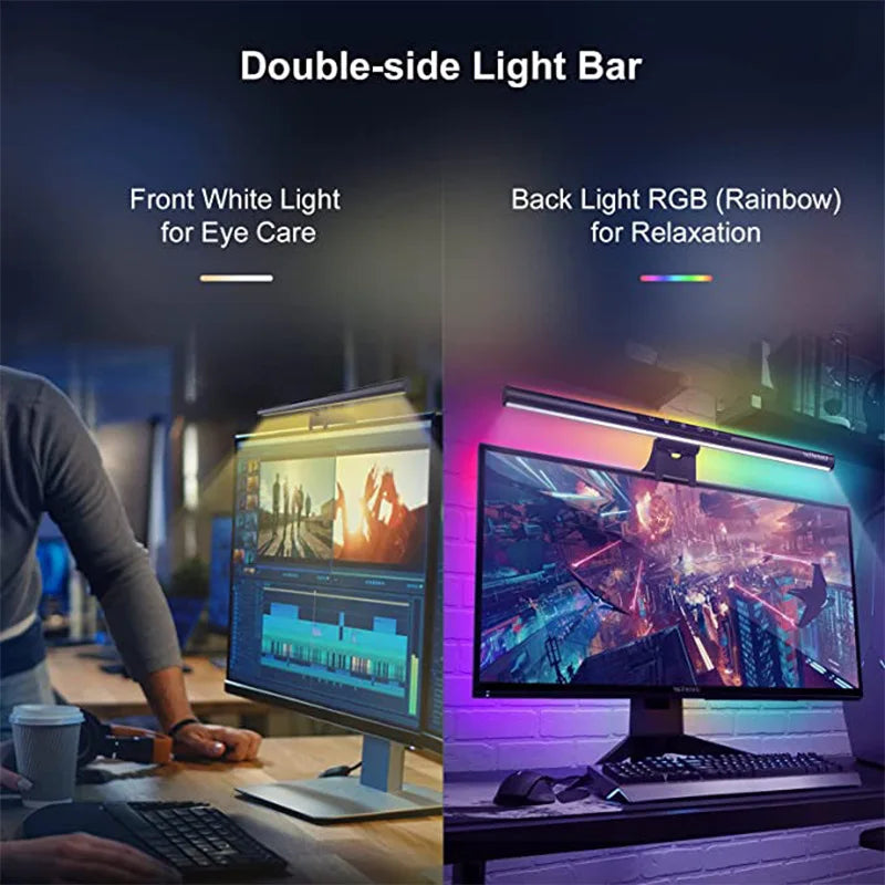 Monitor Light Bar LED Computer Screen Hanging Lights RGB Atmosphere Table Lamp for Work Study Read Gaming Stepless Dimmable FEICAN LED Store