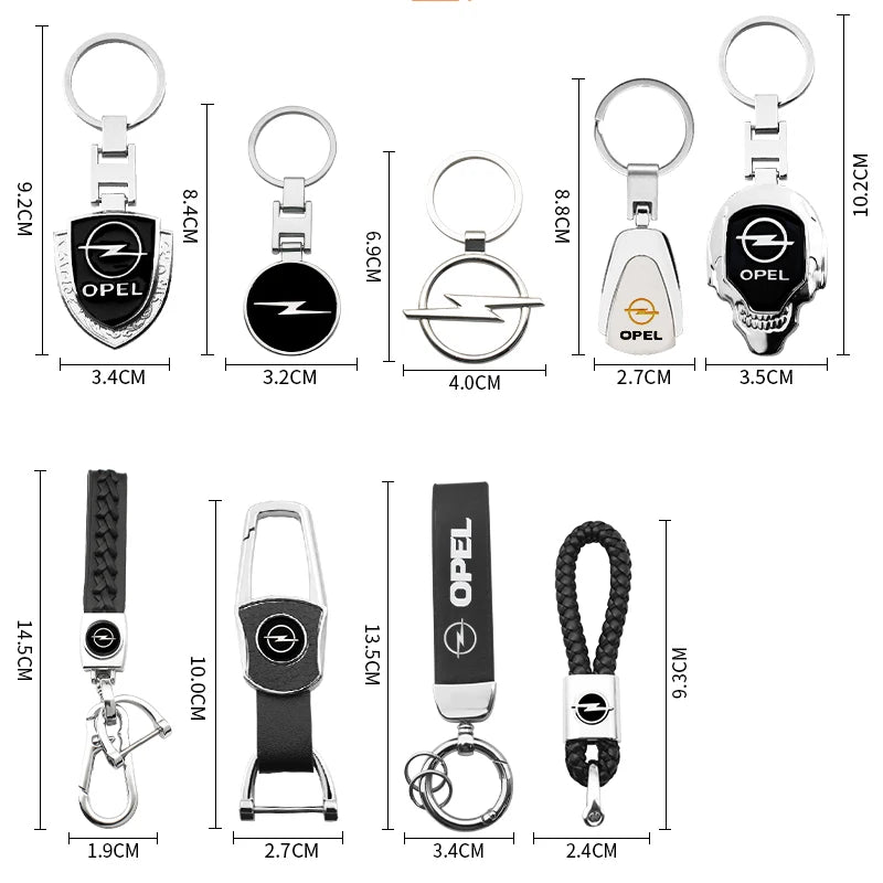 Metal/Leather Car Keychain Badge Emblem For Opel Astra Grandland Corsa Mokka Frontera Insignia Zafira Key Chain Rings Accessorie Tesla Auto Parts Wholesale Store