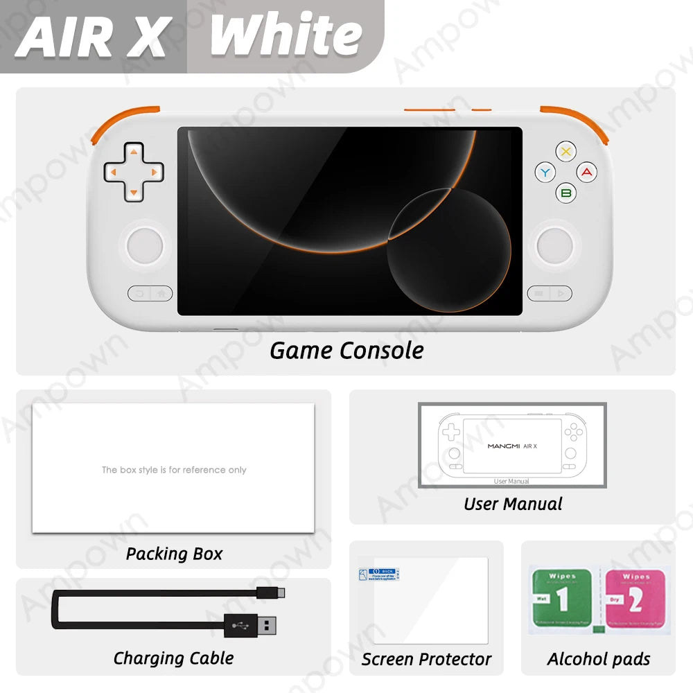 MANGMI AIR X Handheld Game Console Qualcomm Snapdragon 662 5.5'' Touchscreen Android 14 Active Cooling Fan 15W Fast Charging RGB Ampown Store