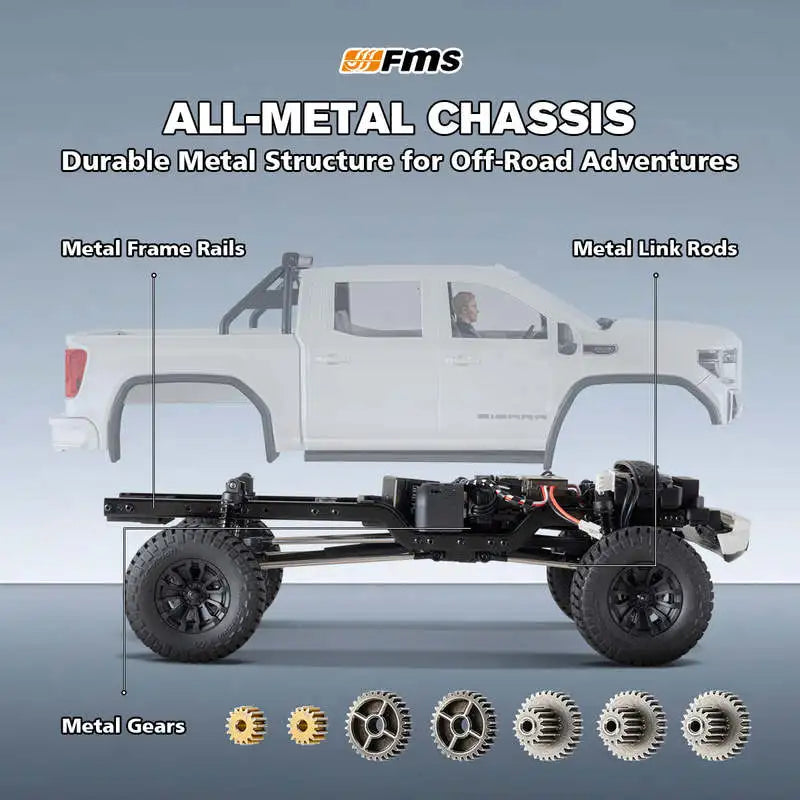 FMS 1:18 FCX18S GMC Sierra S Rc Car Brushless 4WD High Speed Off-road Vehicle All-metal Chassis RTR FMS FCX18-S Toys Gifts Global Remote Control Toy All Range Store