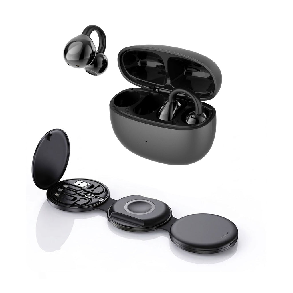 Power & Sound Essentials Bundle – 5-in-1 Folding Wireless Charging Station + True Wireless Earbuds Pursonic