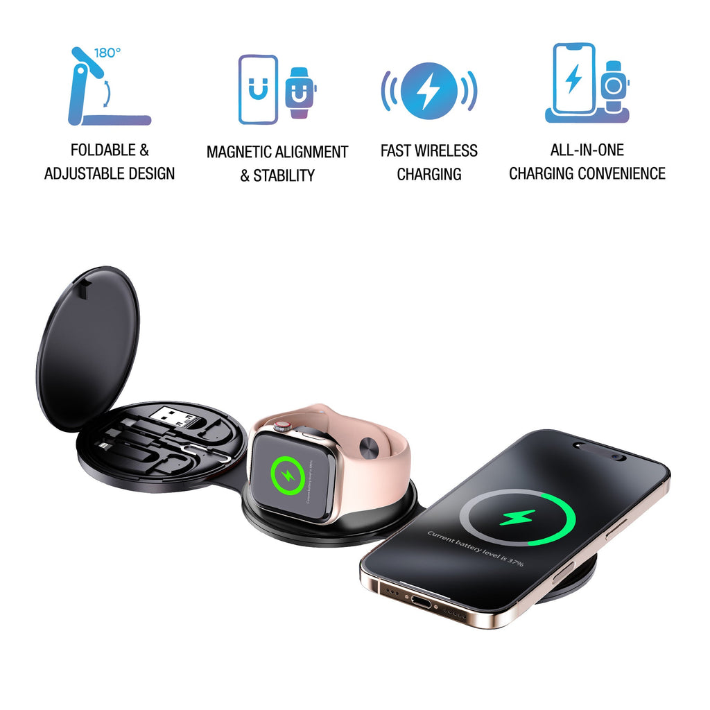 Complete Wireless Charging & Comfort Bundle – Sip & Charge 2-in-1 Mug Warmer + 5-in-1 Folding Charging Station Pursonic