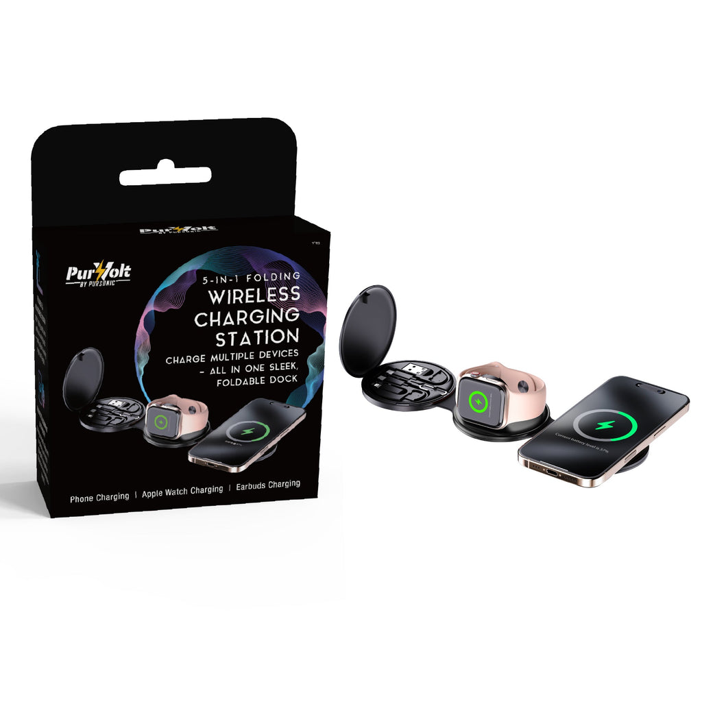 Complete Wireless Charging & Comfort Bundle – Sip & Charge 2-in-1 Mug Warmer + 5-in-1 Folding Charging Station Pursonic