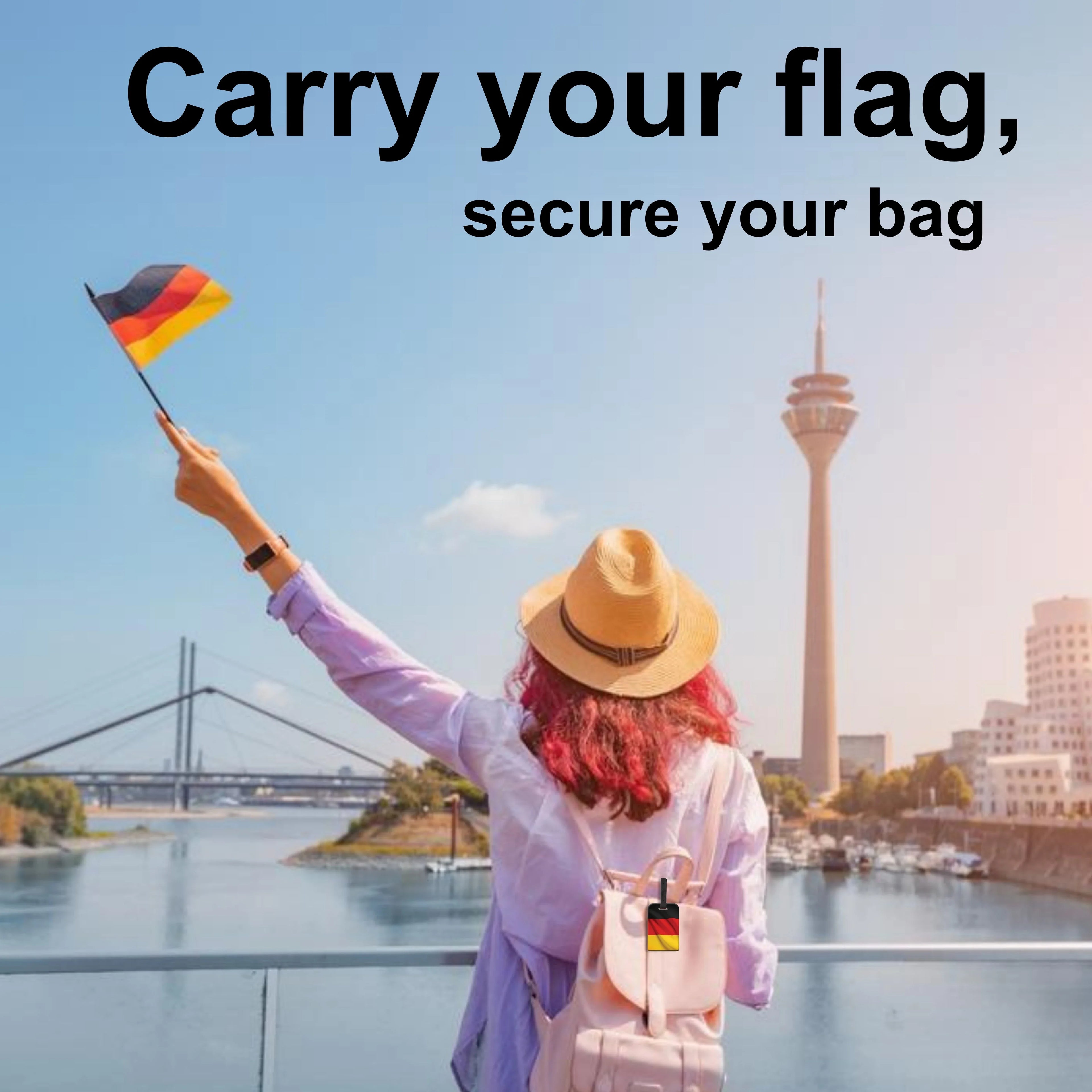 Smart Bag Security Tag - Germany Flag [Pack 2] Global Lost Recovery Service | 2800+ Airports worldwide