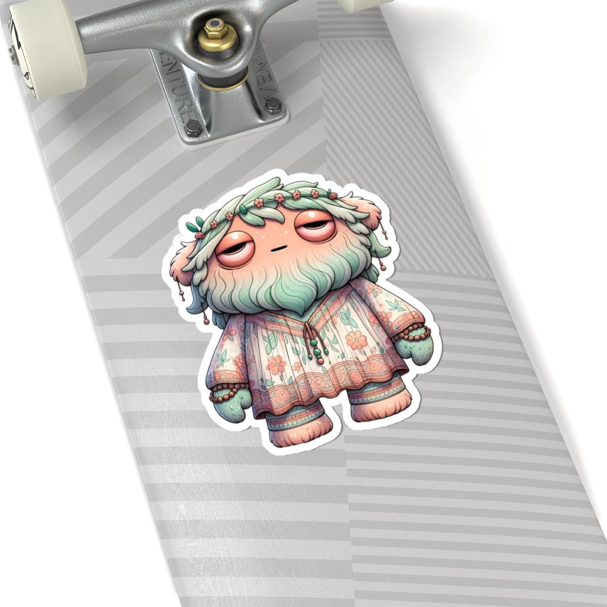 Floral Boho Monster Sticker: Pastel Hippie Character Art Etsy
