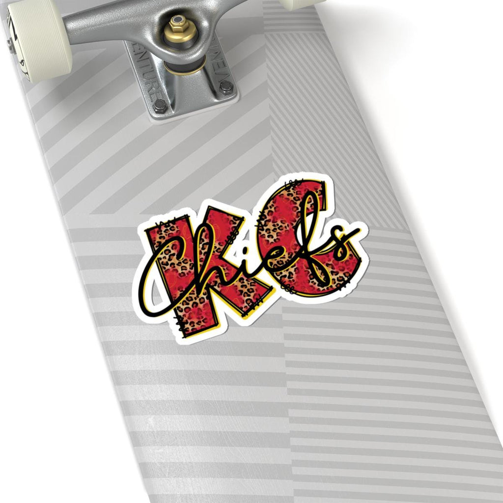 ColorFlow | KC Chiefs Leopard Print Vinyl Sticker for Water Bottles Laptops Cars | Football Fan Art Waterproof Decal Etsy