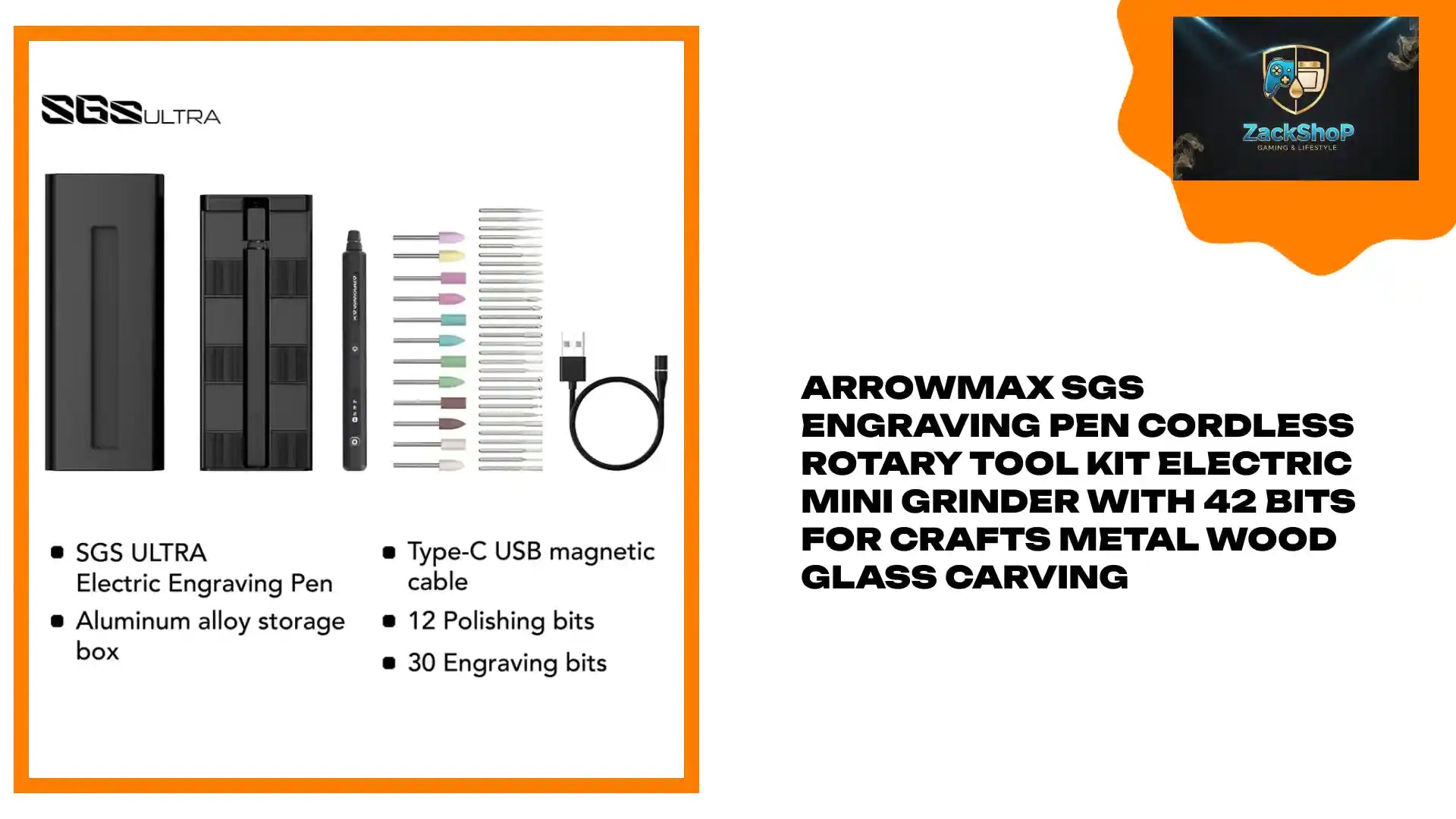 ARROWMAX SGS Engraving Pen Cordless Rotary Tool Kit Electric Mini Grinder with 42 Bits for Crafts Metal Wood Glass Carving by@Outfy
