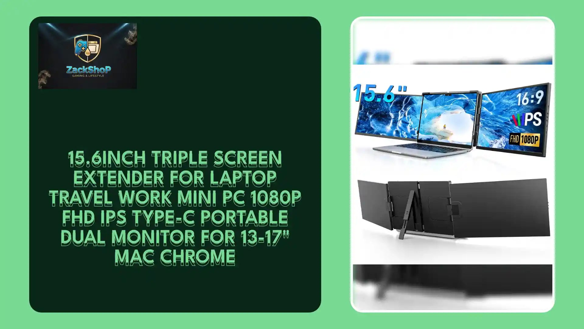 15.6inch Triple Screen Extender For Laptop Travel work Mini PC 1080P FHD IPS Type-C Portable Dual Monitor For 13-17" Mac Chrome by@Outfy