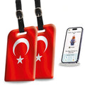 Smart Bag Security Tag - Turkey Flag [Pack 2] Global Lost Recovery Service | 2800+ Airports worldwide